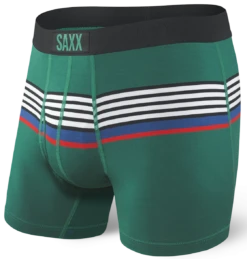 SAXX Ultra Boxer Fly Green Regatta Stripe